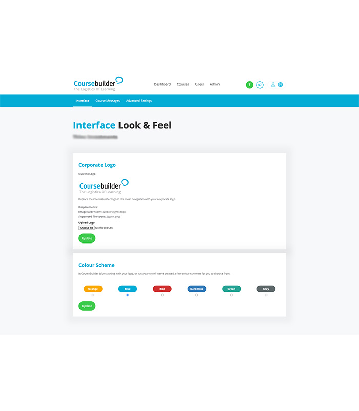 Coursebuilder account screen