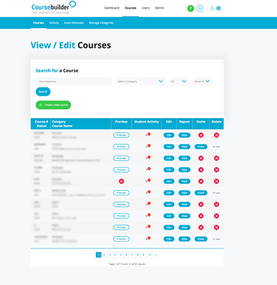 Draft courses screen